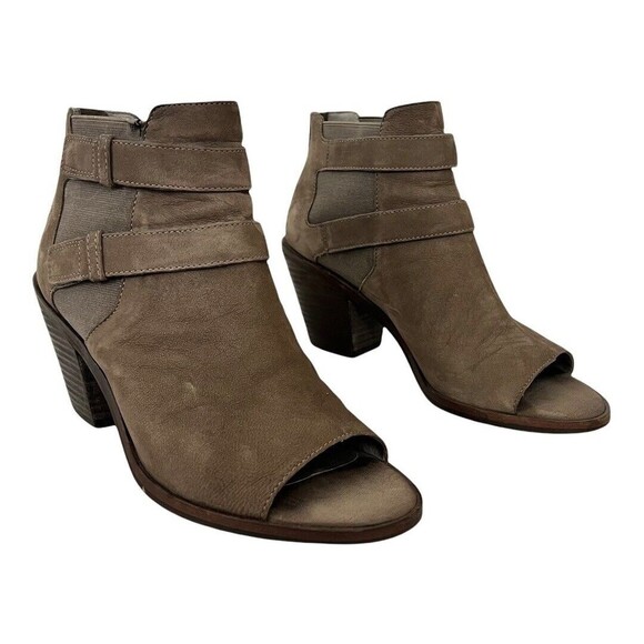 Eileen Fisher Womens Size 8.5 Brown Open Toe Leather Booties - Picture 1 of 7
